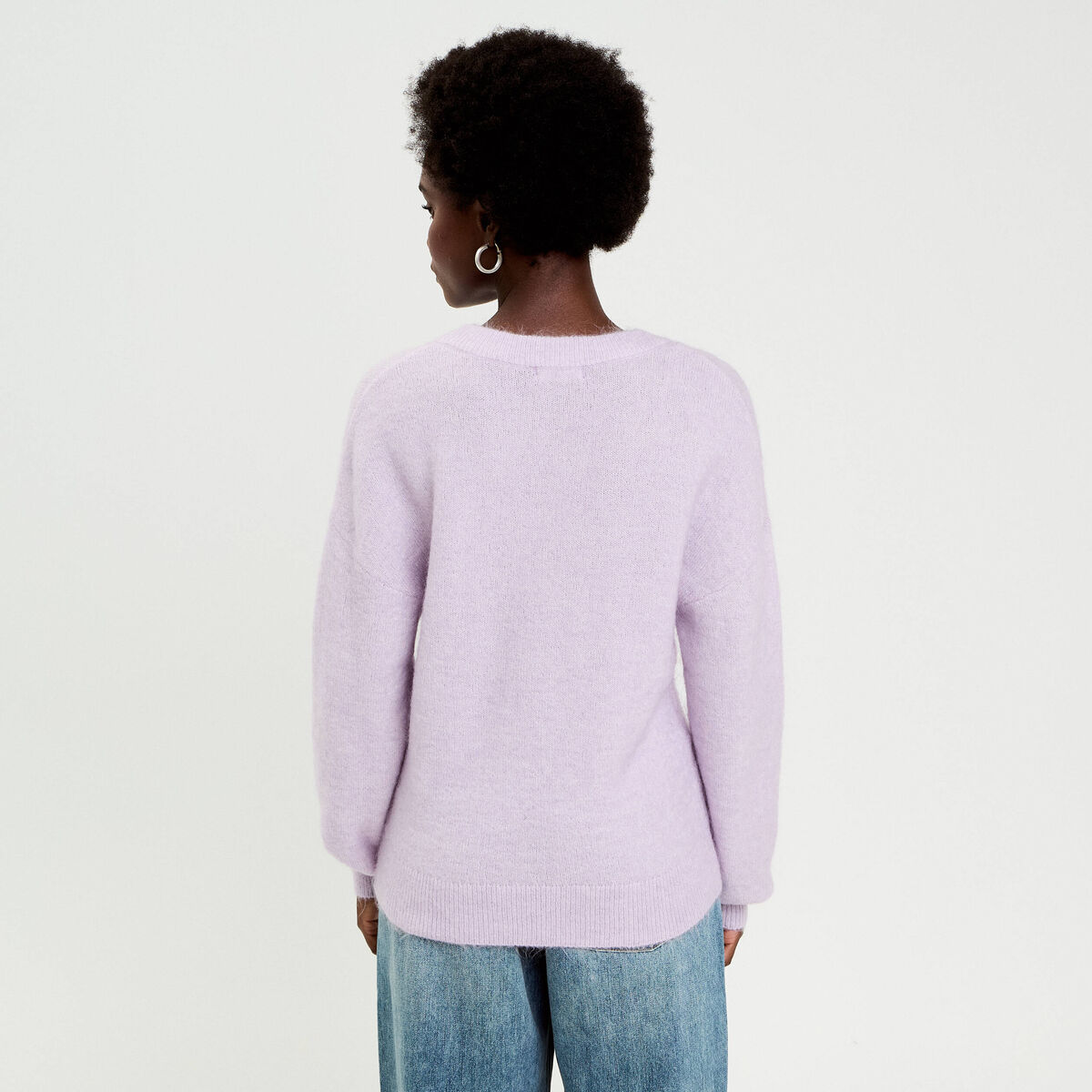 Pull duveteux parme femme