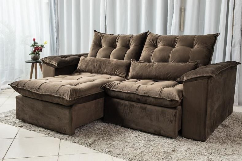 Sofá Retrátil e Reclinável Ipanema 1,50m em Tecido Veludo C/pillow Nos Braços - Montagem Inclusa:mar