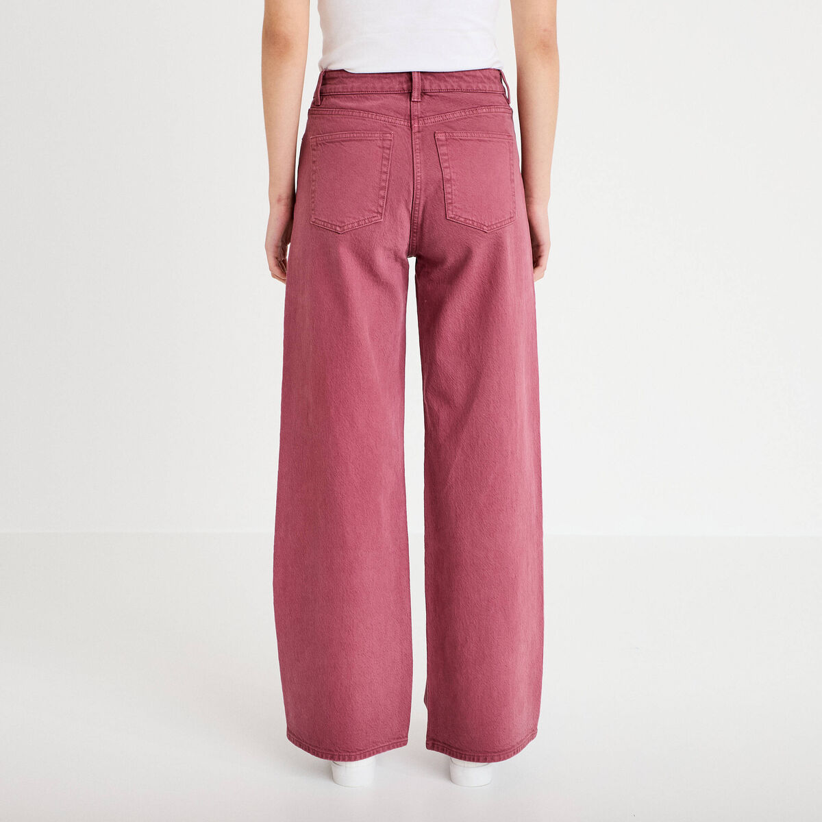 Jean wide leg taille haute vieux rose femme