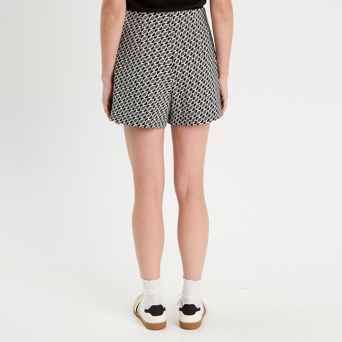 Jupe-short droite stretch noir femme