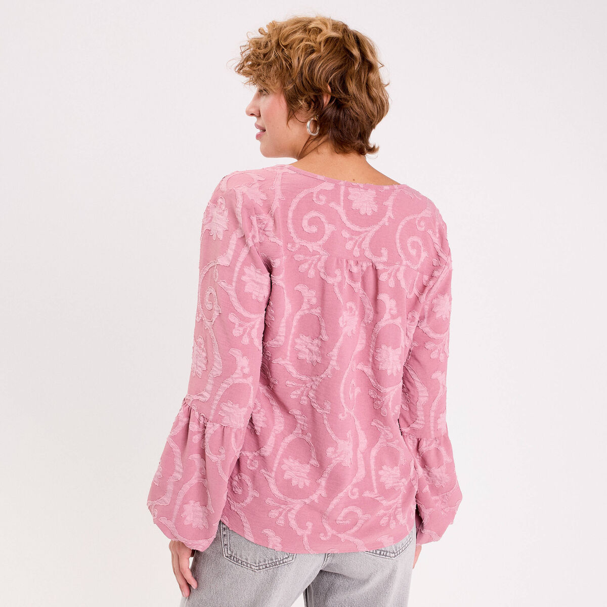 Blouse manches longues vieux rose femme