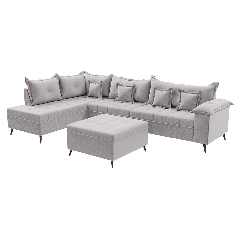 Sofá de Canto Cancun Linho Cinza em Promoção | Ofertas na Americanas