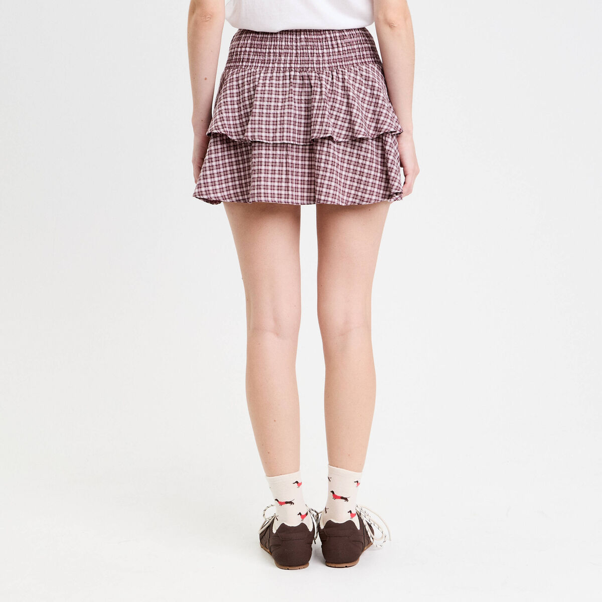 Jupe courte évasée taille standard blanc femme