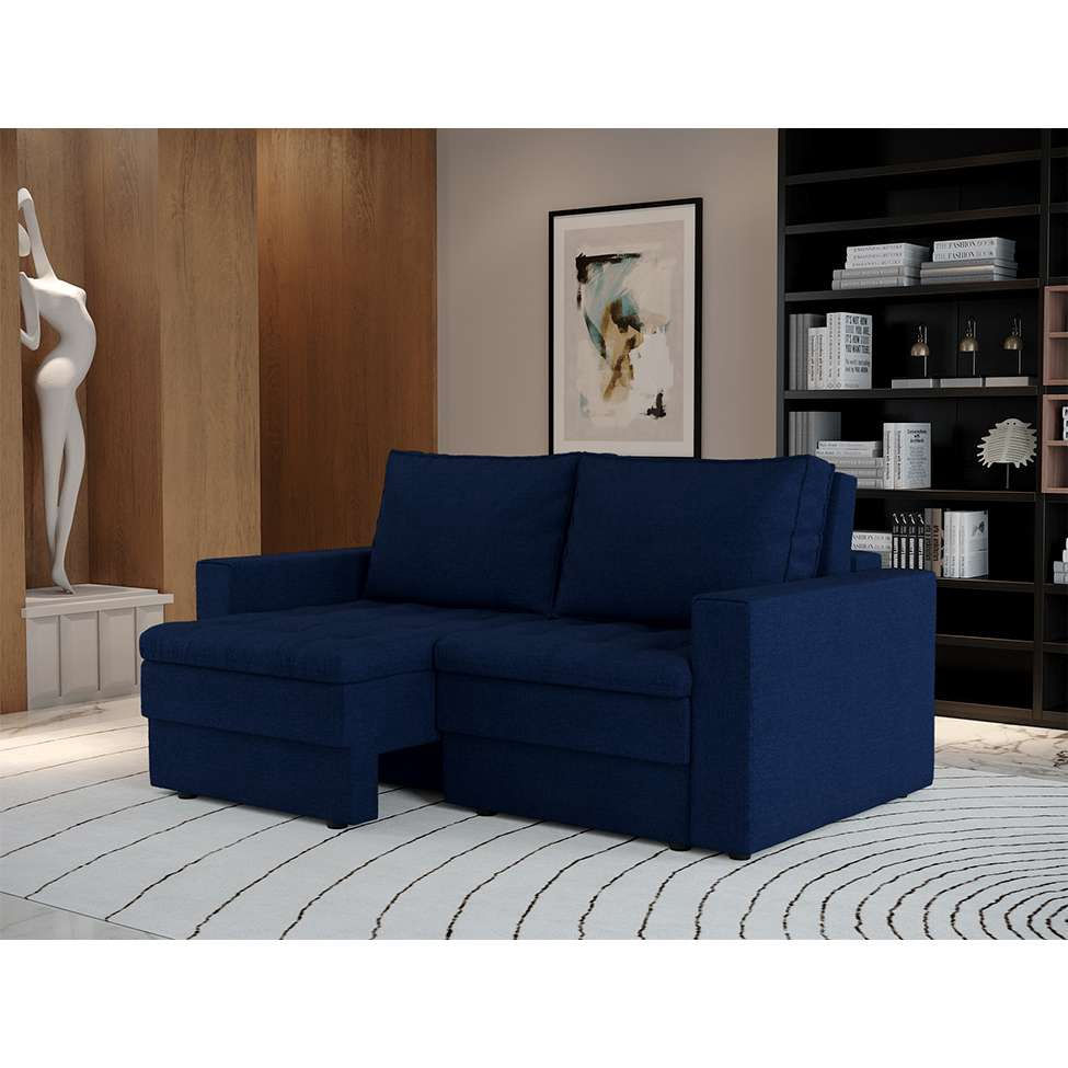 Sofá 3 Lugares Retrátil Berna Linho Azul Marinho 180 cm em Promoção | Ofertas na Americanas