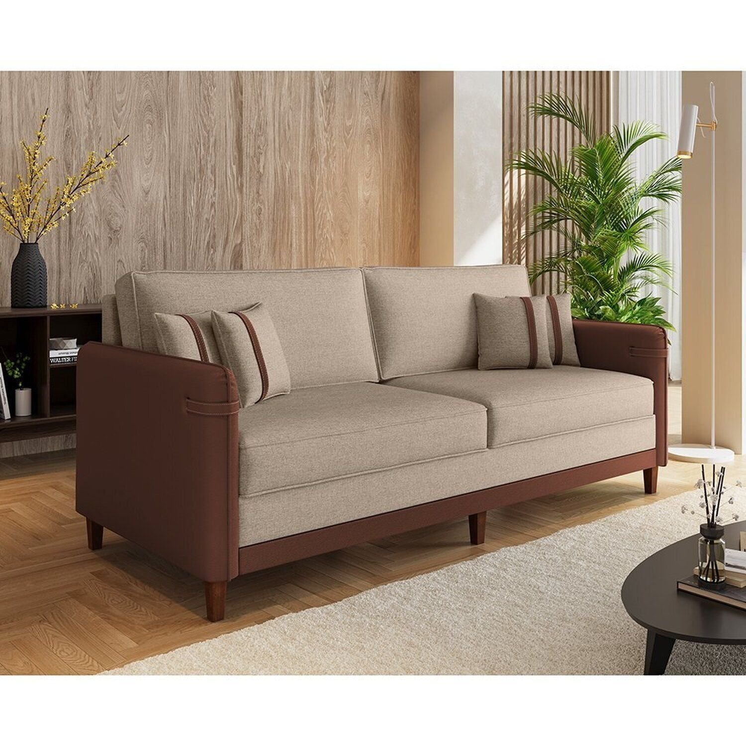 Sofá Living 3 Lugares 212cm Manágua Espresso Móveis