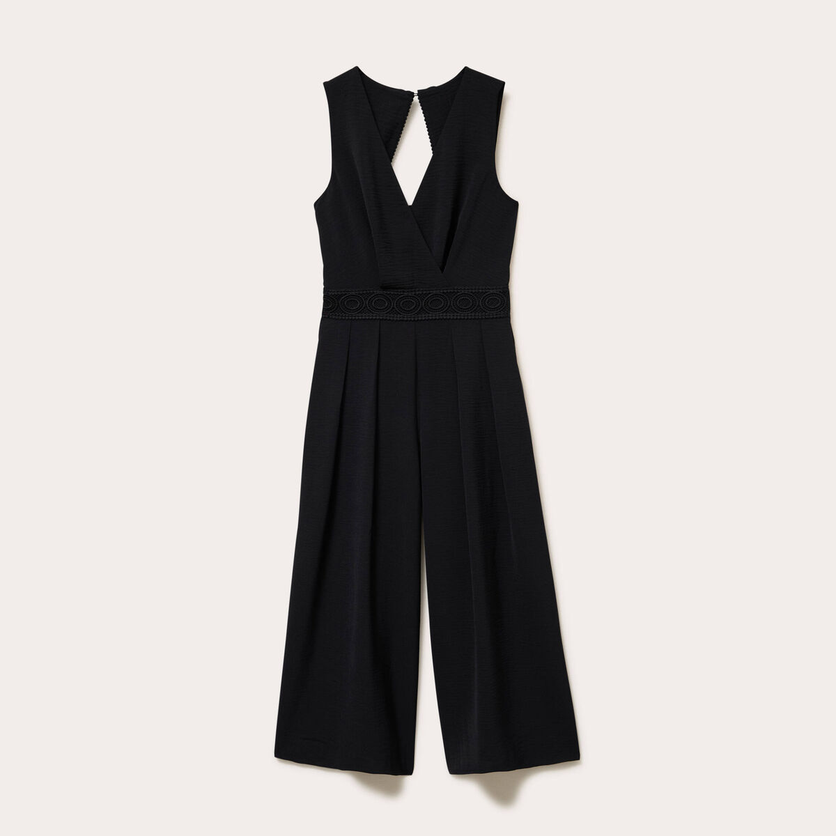 Combinaison large 3/4 sans manches col v noir femme