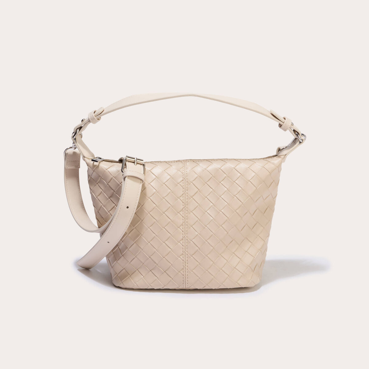 Sac tressé effet chiné beige femme