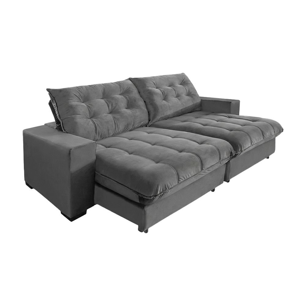 Sofá Retrátil e Reclinável 2,30m 4 Lugares Molas Ensacadas Pillow Top Califórnia