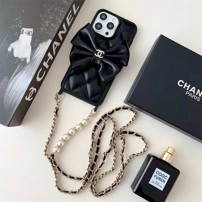 シャネル iphone17/16 ケース ショルダー chanel アイフォン17pro ケース 斜めがけ スマホ ショルダー ブランド レディース iphone15/15pro ケース リボン 付き かわいい