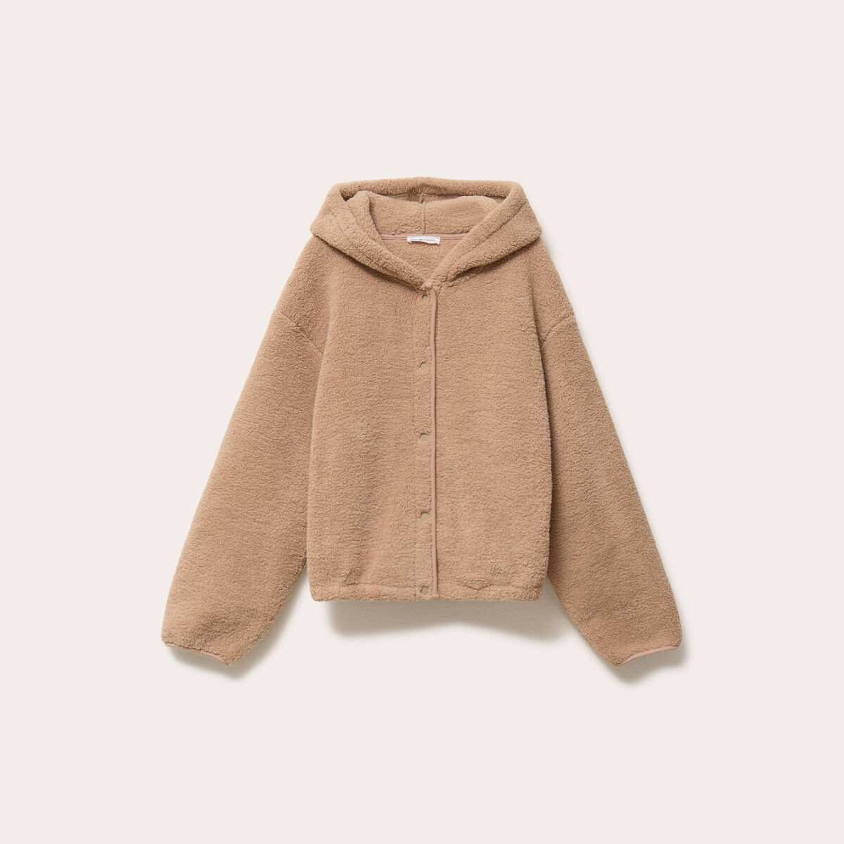 Veste effet polaire à capuche marron foncé femme