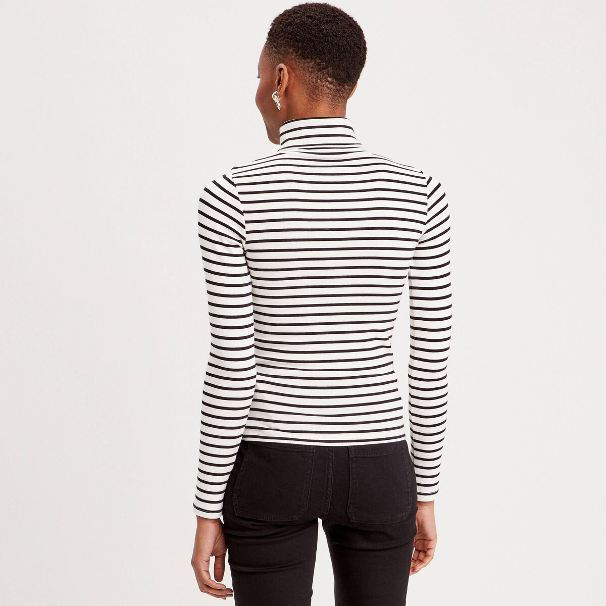 T-shirt col roulé blanc femme