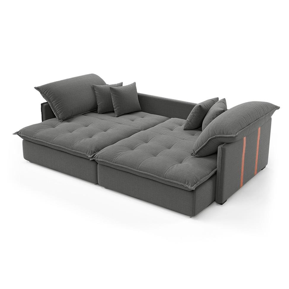 Sofá Retrátil Sem Caixa 3 Lugares Solomons Velosuede Grafite 230 cm