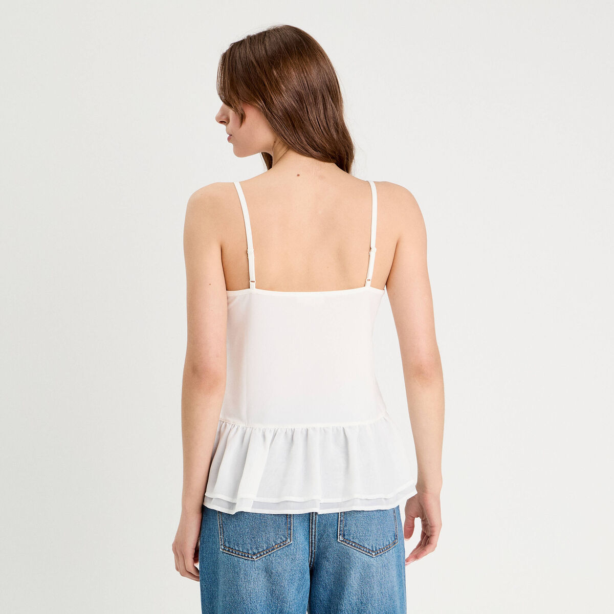 Débardeur bretelles fines ecru femme