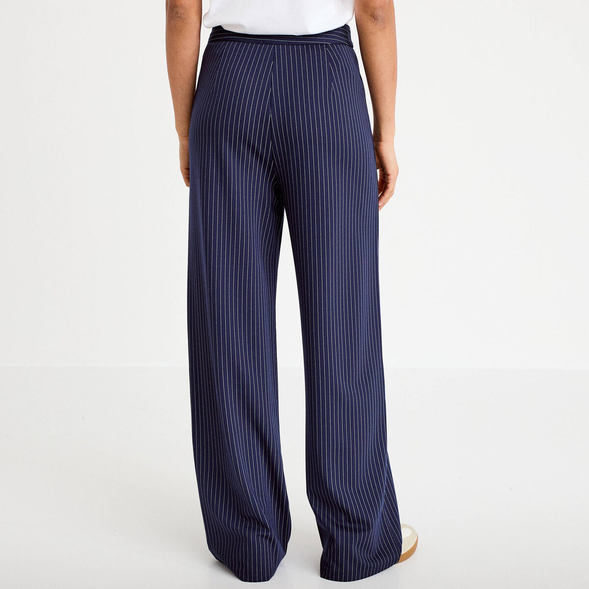 Pantalon jambe large bleu marine femme