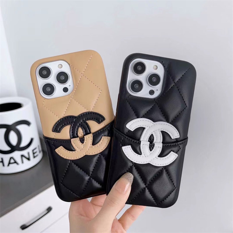 chanel スマホケース iphone17/17pro/16/16pro ケース ブランド 人気 iphone15/15pro ケース シャネル スマホケース 背面 収納 カード入れ iphone14/13ケース レザー