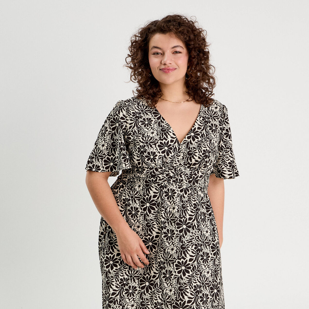 Robe longue évasée blanc femme