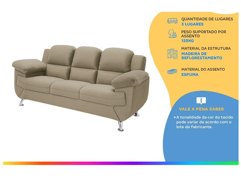 Sofá 3 Lugares Suede Spazium Linoforte