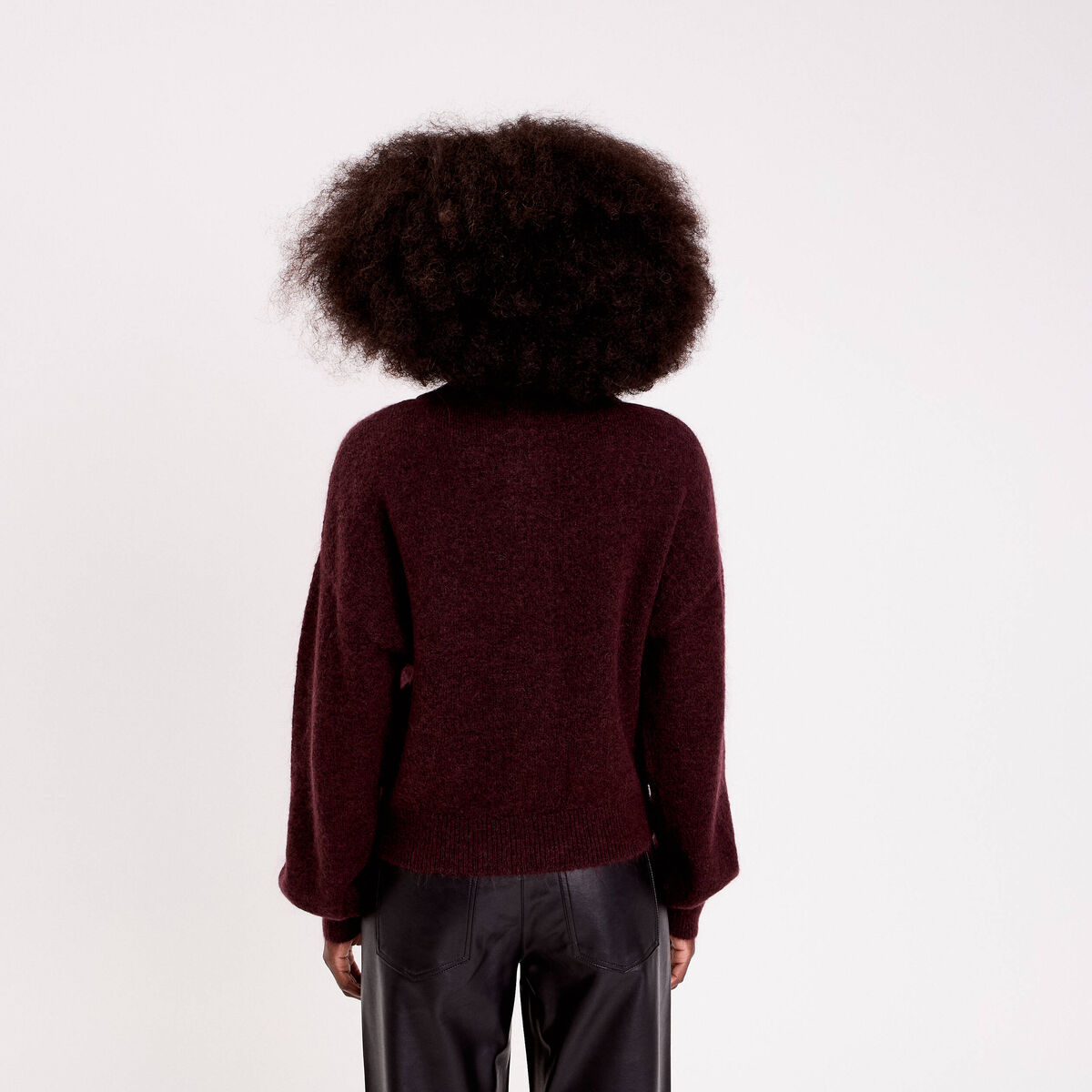 Gilet boutonné rouge foncé femme