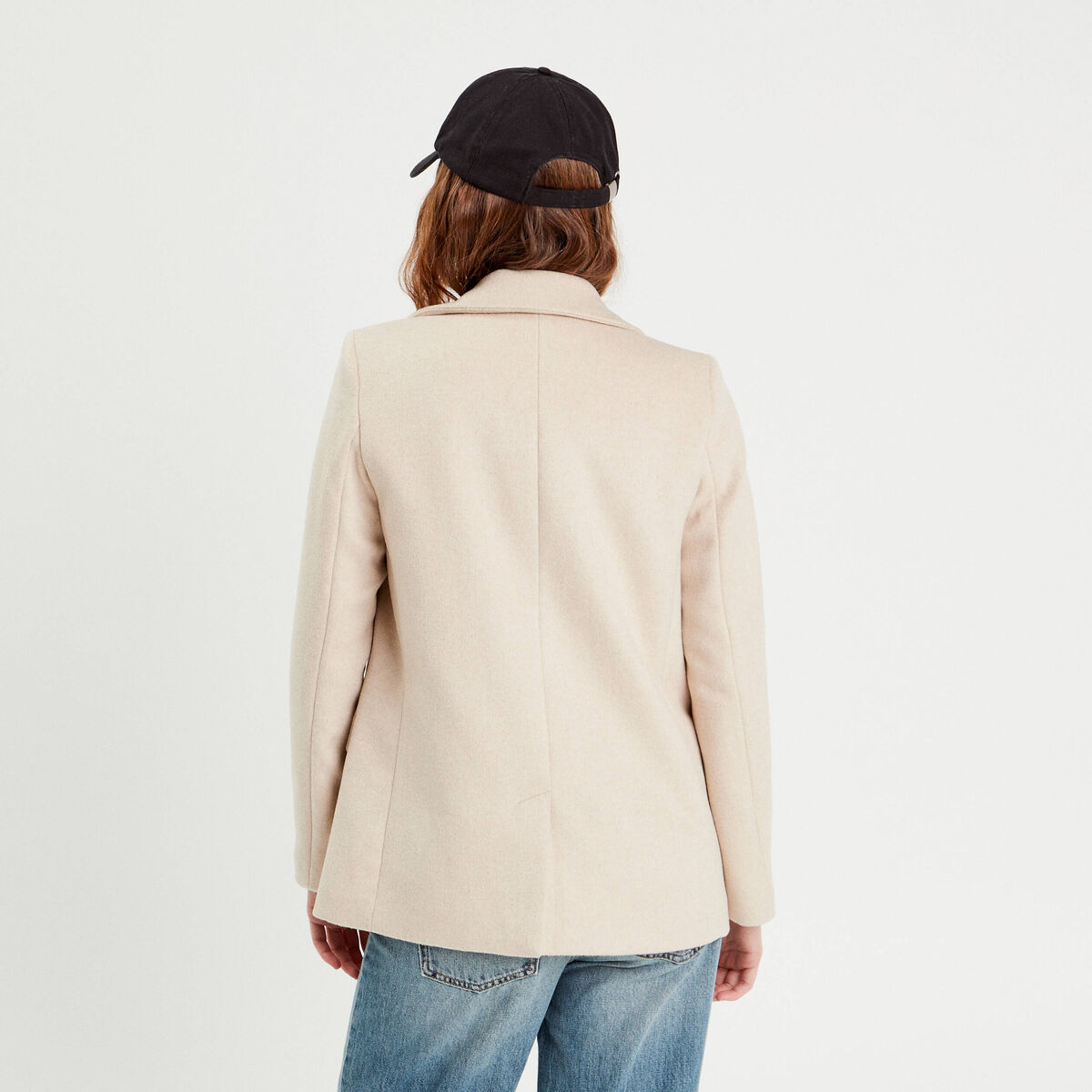 Veste blazer boutonnée beige femme