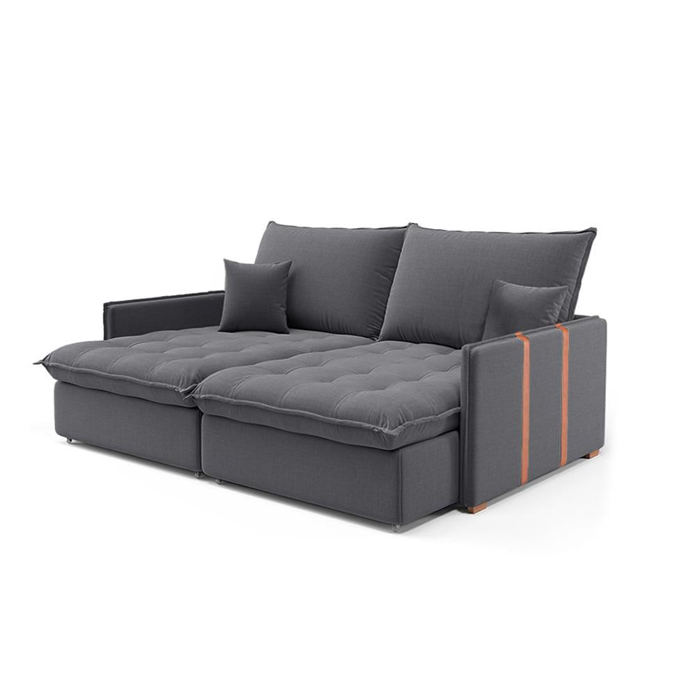 Sofá Retrátil Sem Caixa 2 lugares Solomons Linho Grafite em Promoção | Ofertas na Americanas