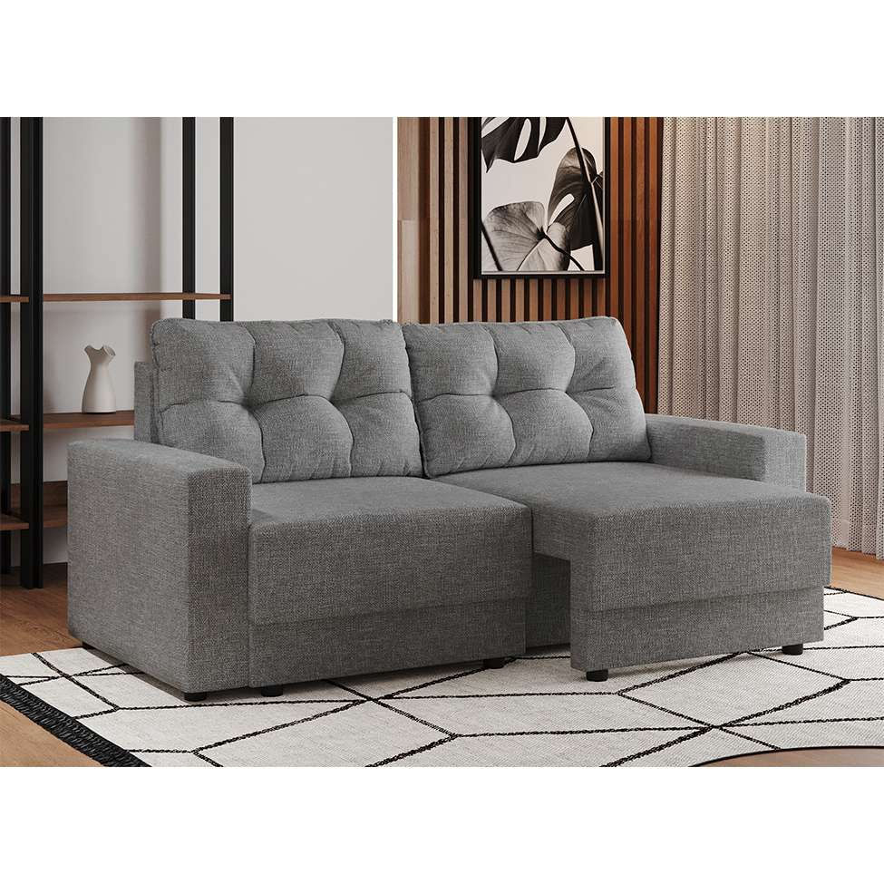 Sofá 3 Lugares Retrátil Lubeck Linho Grafite em Promoção | Ofertas na Americanas