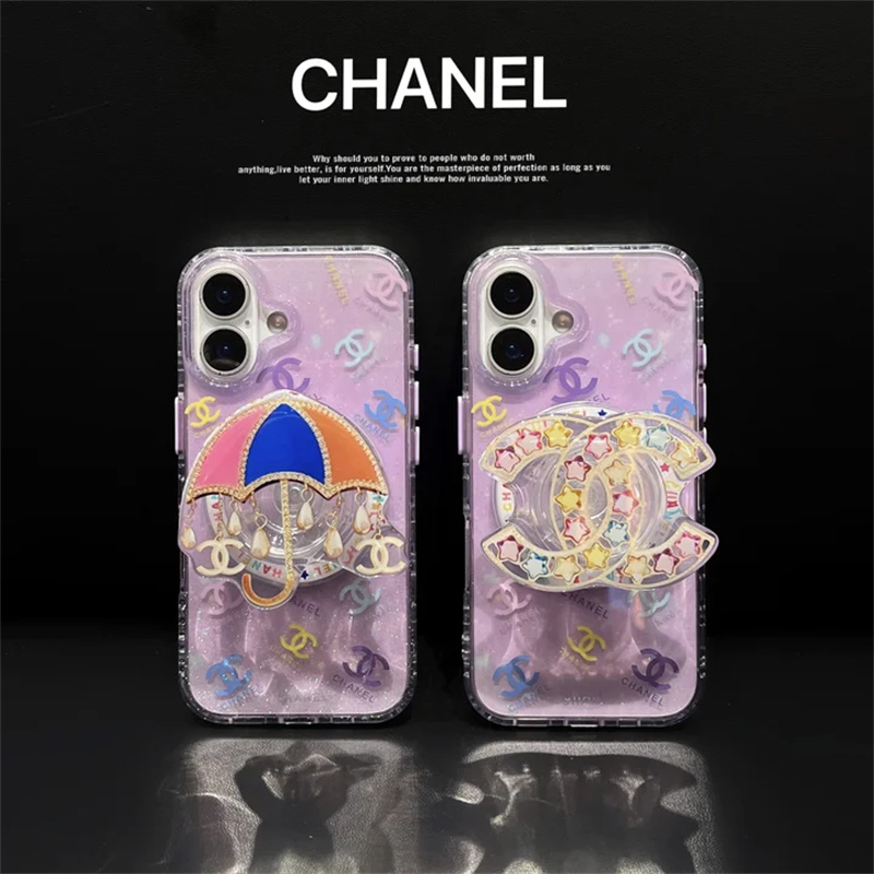 iphone17/17proケース chanelパロディ グリップ 付き iphone16プロマックス ケース スマホケース 可愛い ブランド magsafe ケース かわいい iphone ケース ラメ グリッター