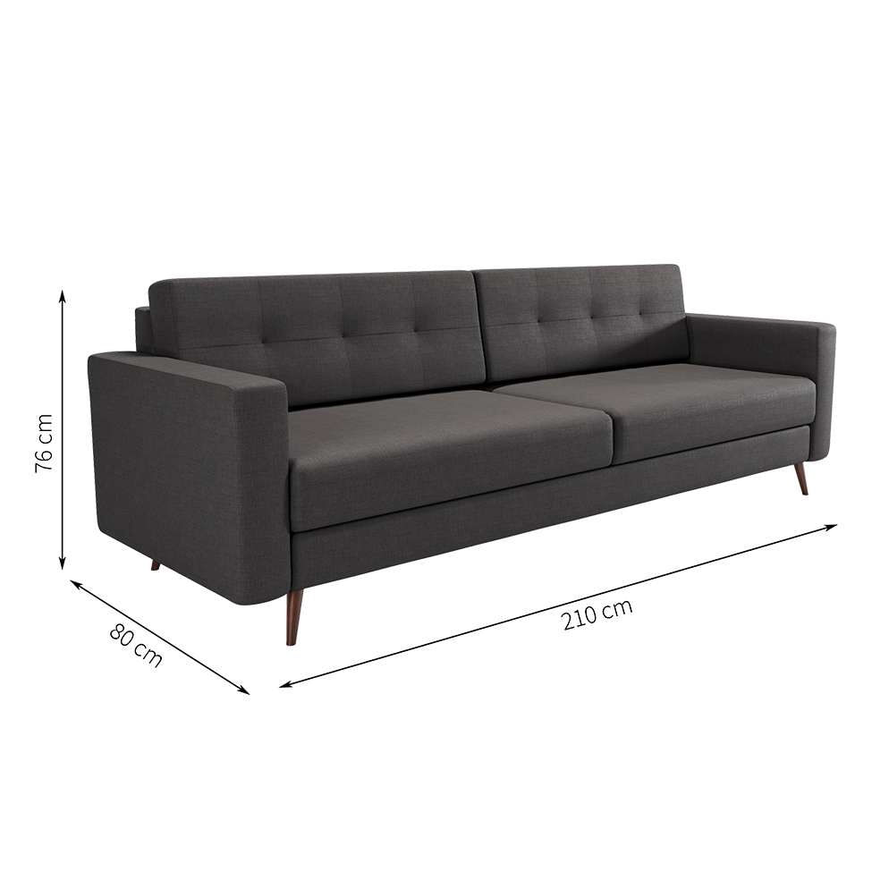 Sofá 3 Lugares Pé Palito Living Linho Cotton Grafite 210 cm em Promoção | Ofertas na Americanas