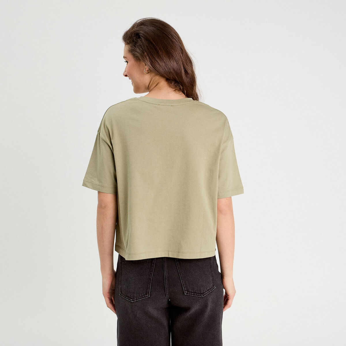 T-shirt manches courtes vert kaki femme