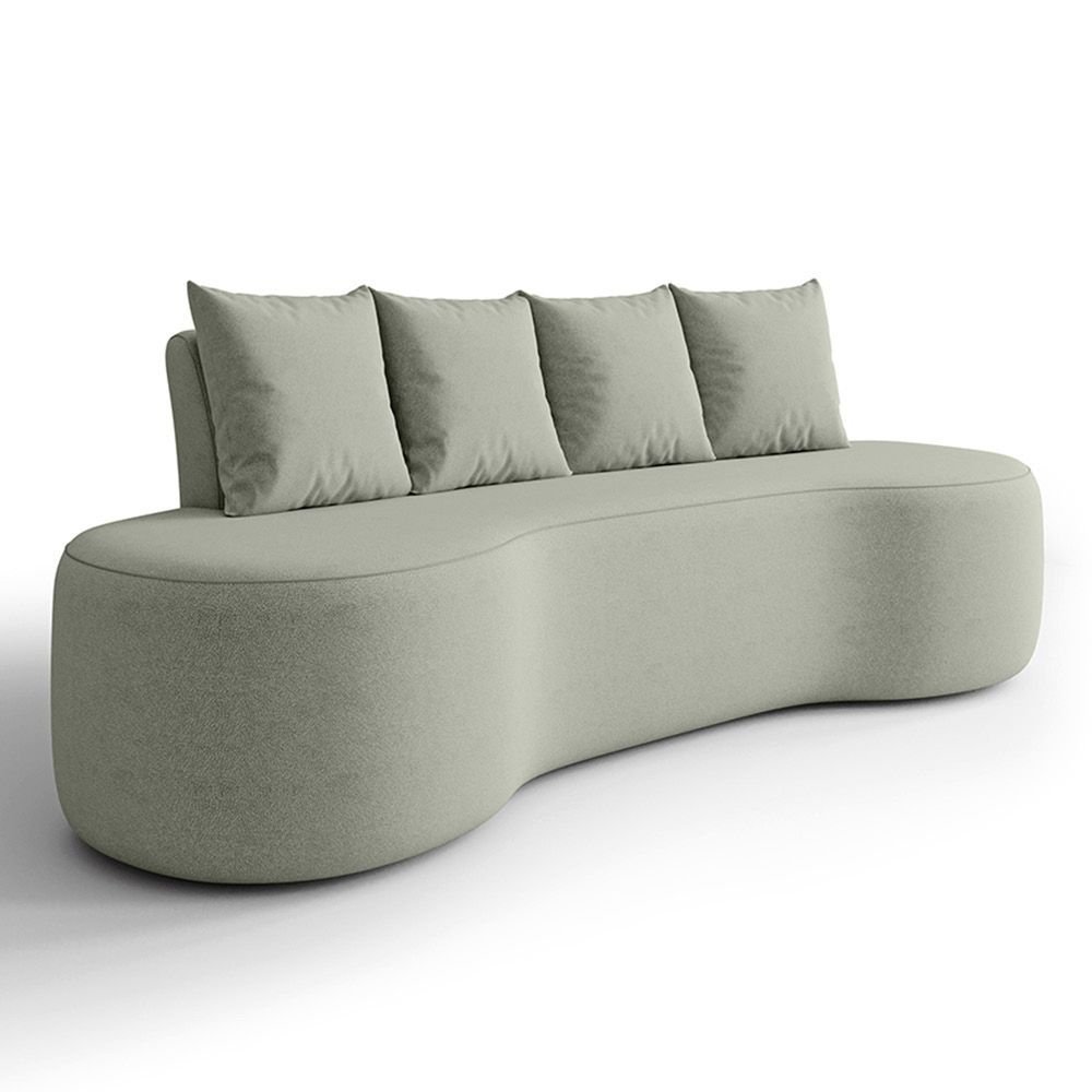 Sofá 3 Lugares Orgânico 210cm com Almofadas Benin Bouclê Menta B03 - D'rossi