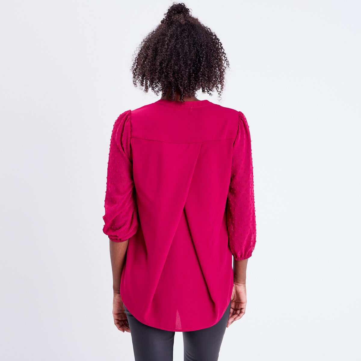 Blouse manches 3/4 rouge foncé femme