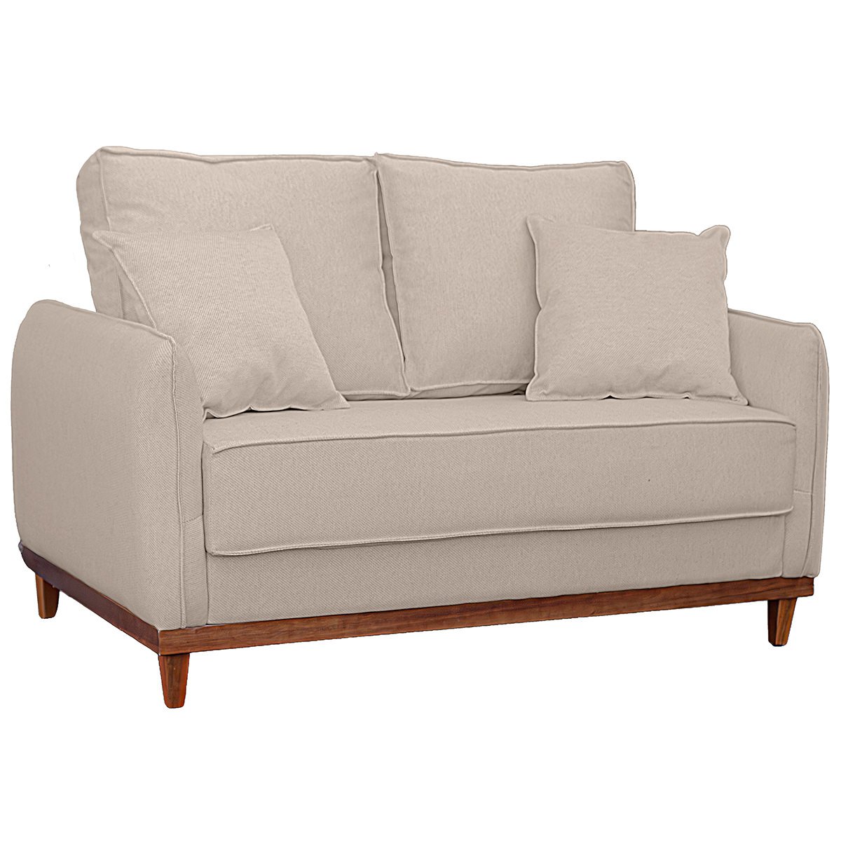 Sofa Sena 2 Lugares Base de Madeira para Sala Hotel Linho Palha