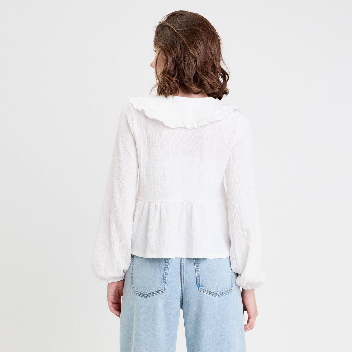 Blouse ajustée manches longues ecru femme