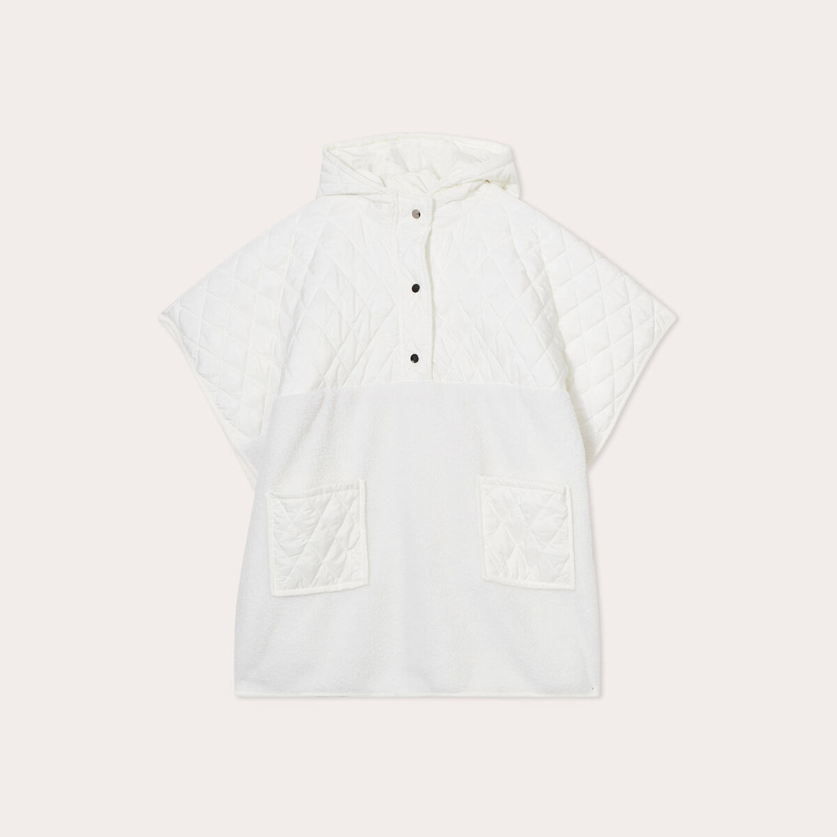 Cape matelassée à capuche ecru femme