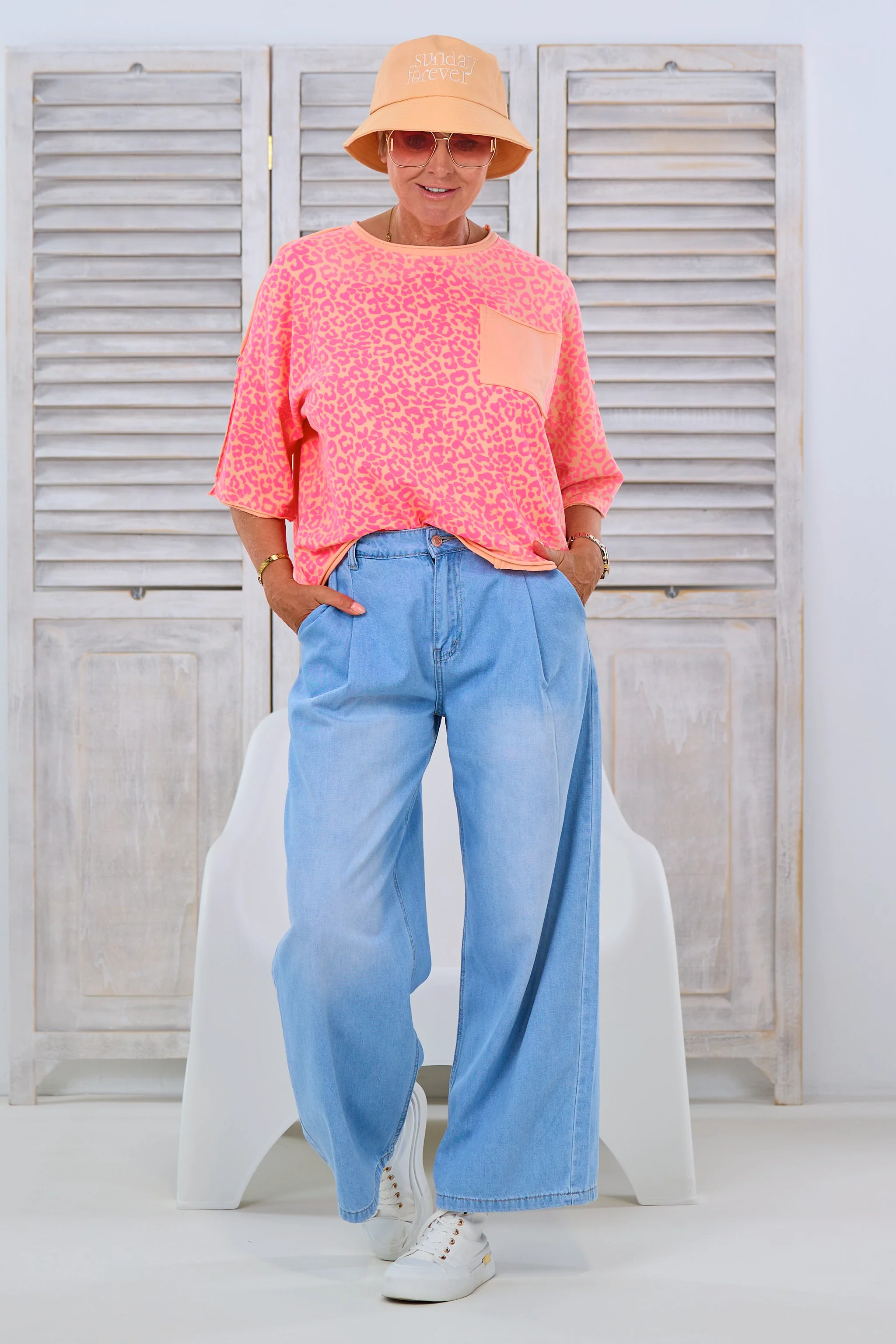 Palazzo-Jeans, denim blue