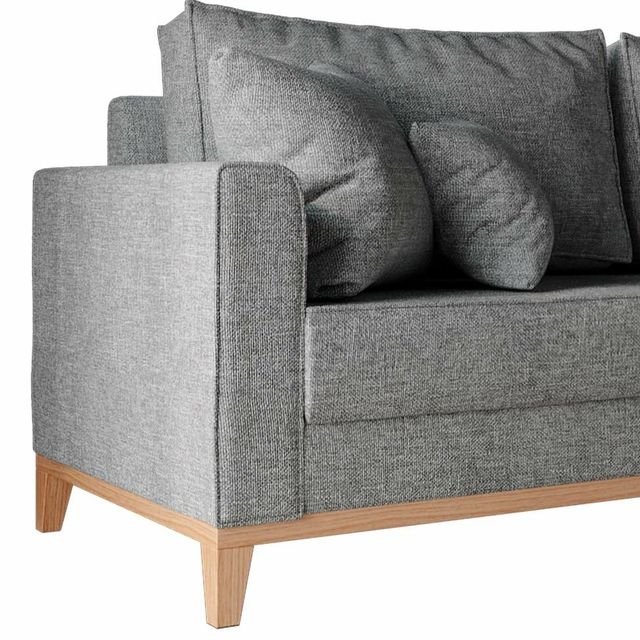 Sofá 3 Lugares, 1,80m, Living Beny, Base de Madeira, Tecido Linho.