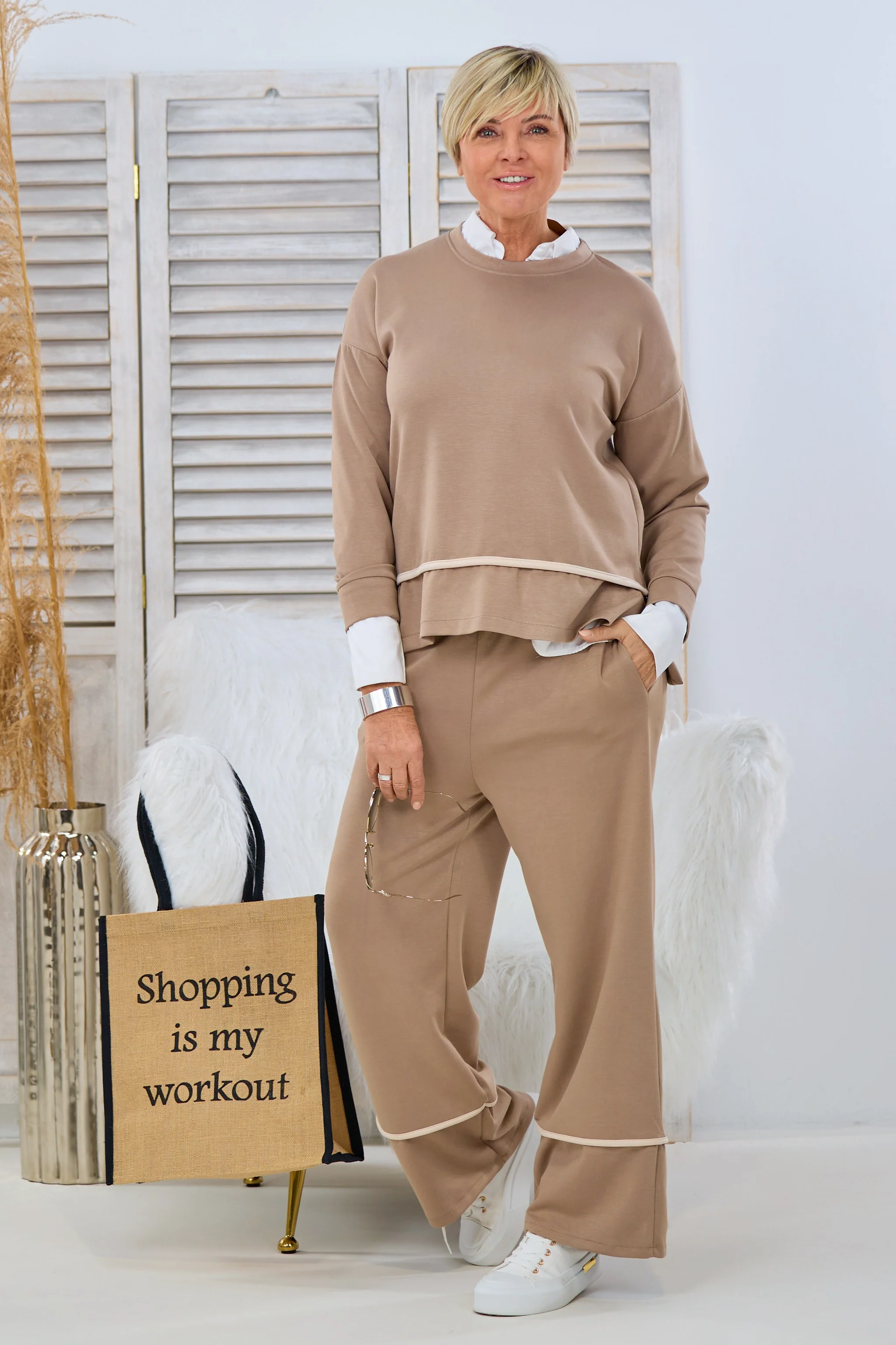 Elegantes Freizeitshirt, taupe