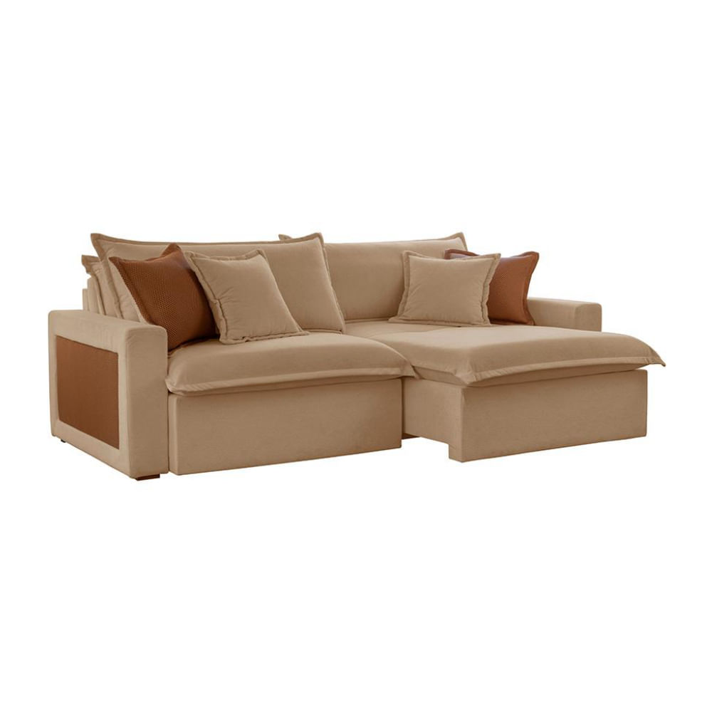 Sofá 4 Lugares Retrátil e Reclinável Dubai Linho Bege 270 cm