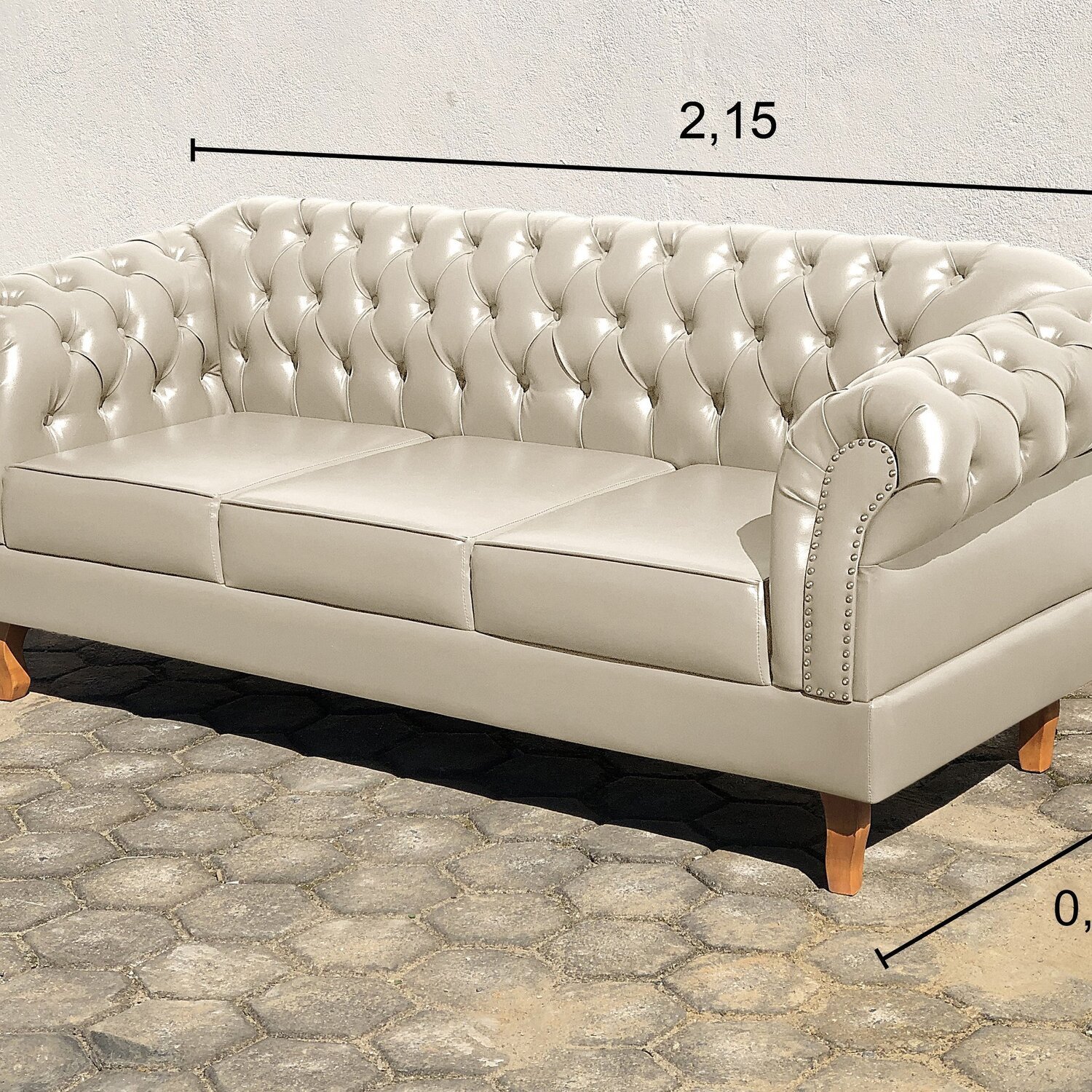 Conjunto Sofá Chesterfield 3 Lugares + 2 Poltronas Dom Pedro