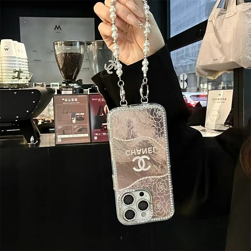 シャネル iphone ケース パールストラップ 人気ブランド シャネル携帯ケース ビーズバンド chanel iphone16 ケース iphone16 プロ ケース ハイ ブランド iphone15/14ケース おしゃれ iphone13ケース ブランド 人気