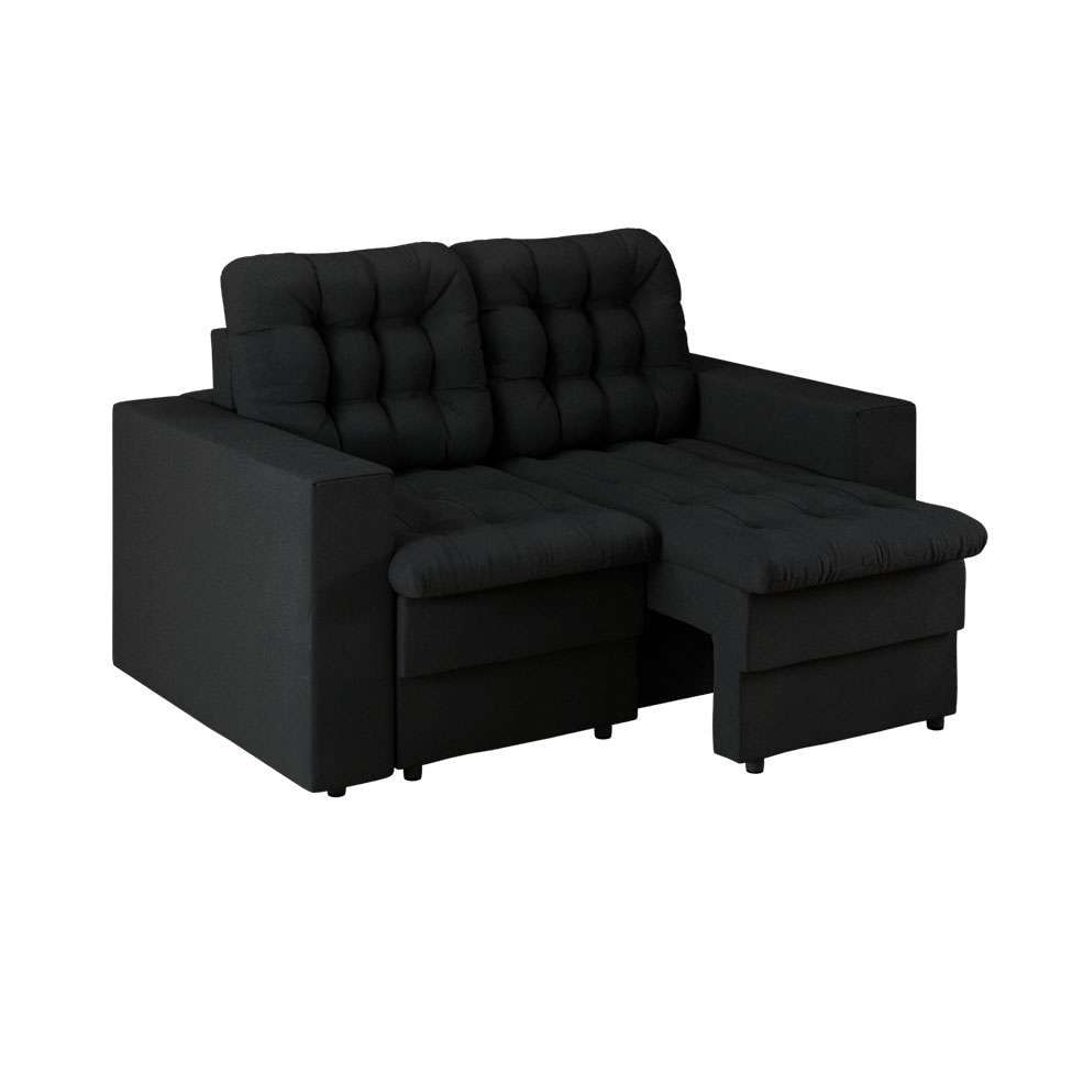 Sofá 2 Lugares Retrátil Lubeck Plush Suede Preto 140 cm em Promoção | Ofertas na Americanas