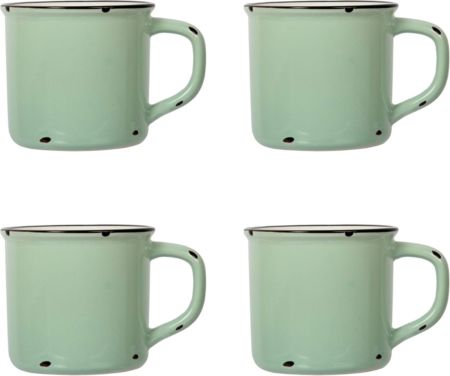 Beautiful Distressed Holiday Collection Enamel Coffee Mugs  15.2 oz  Set of 4