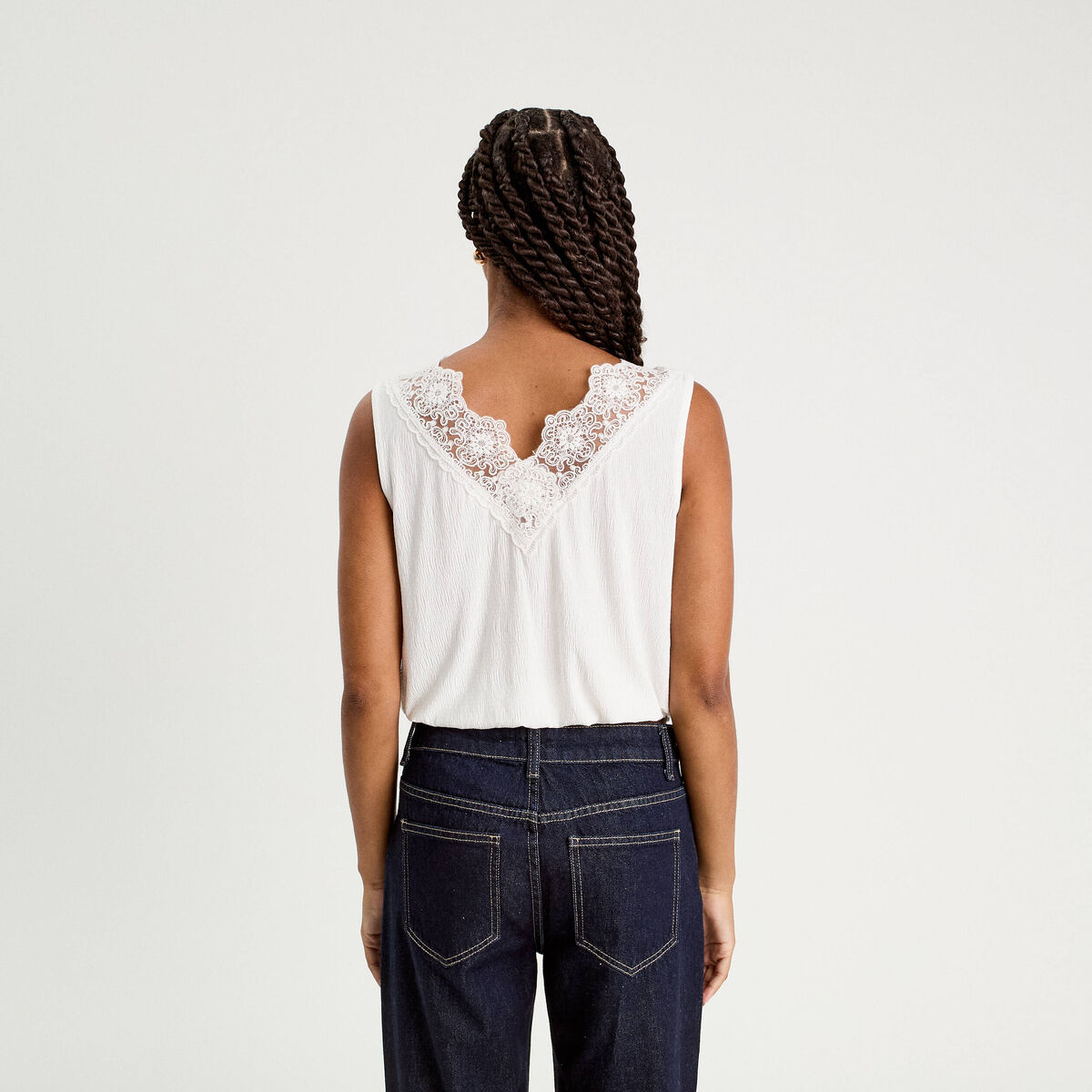 Débardeur cintré ecru femme