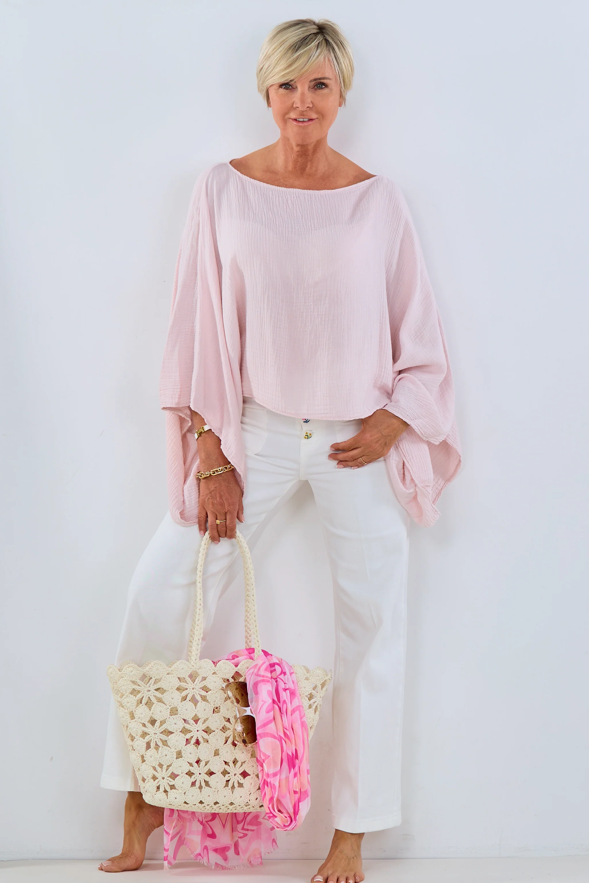 Musselin Poncho, altrosa