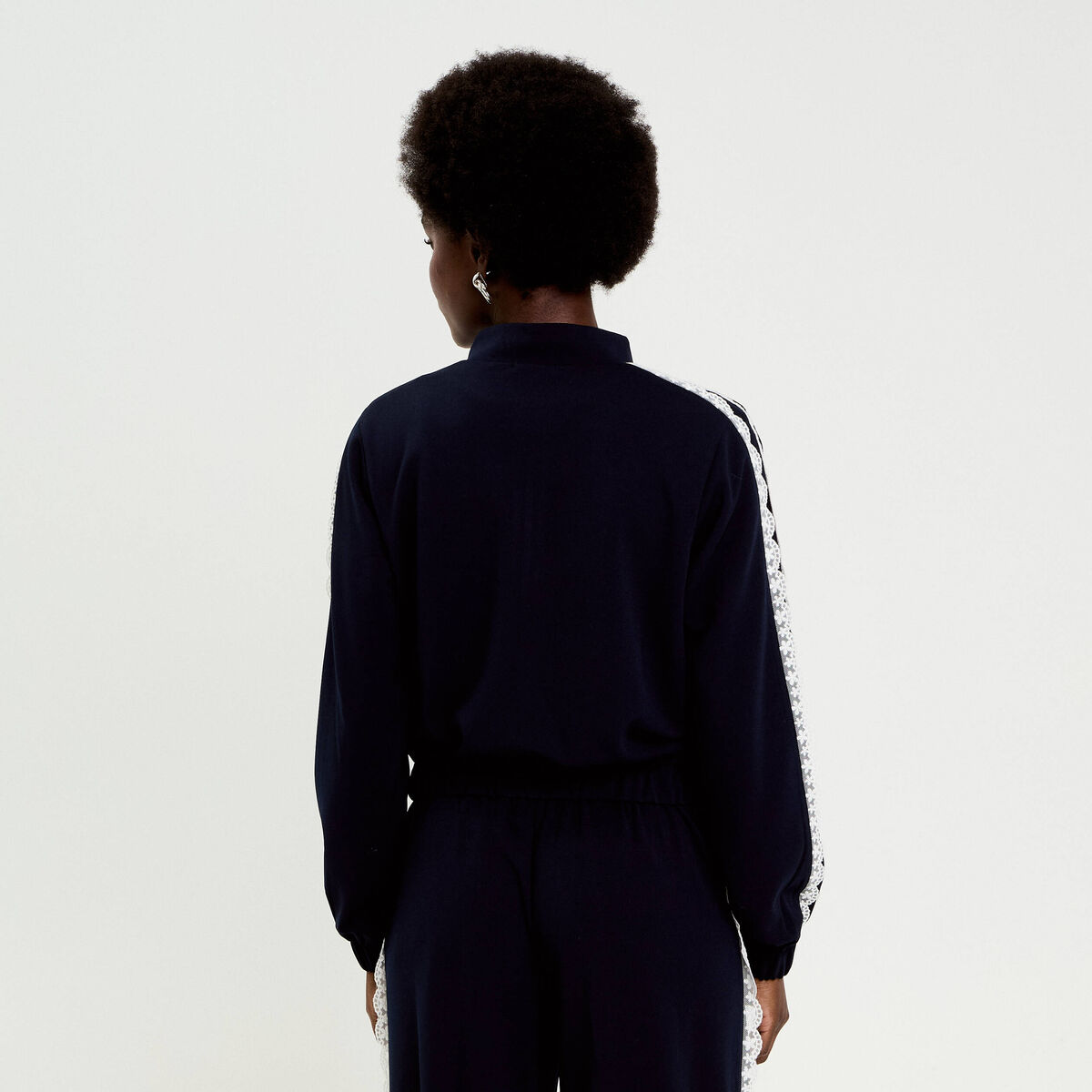 Veste zippée manches longues bleu marine femme