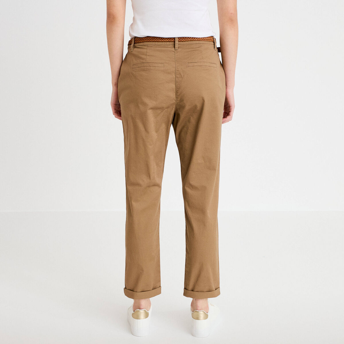 Pantalon chino 7/8ème beige femme