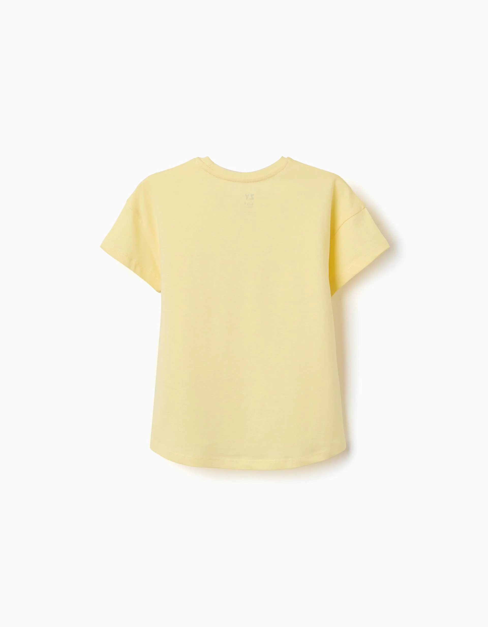 Cotton T-shirt with Alma de Mar print for girls, yellow