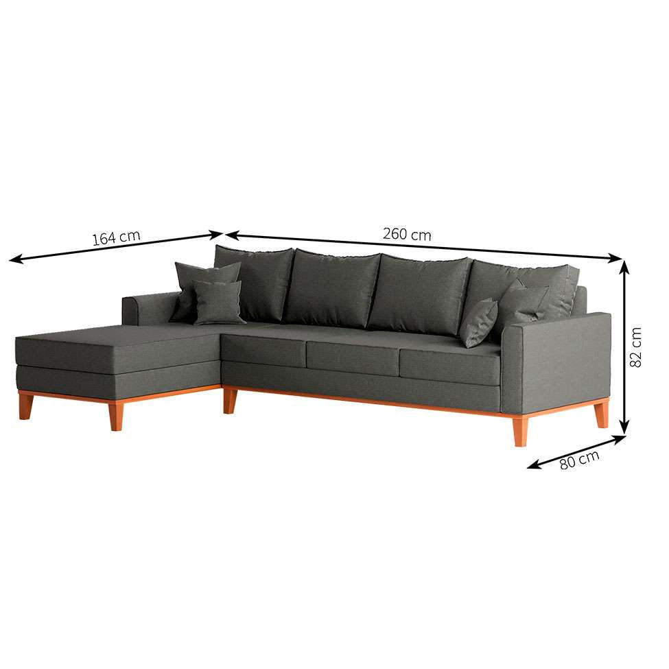 Sofá 4 Lugares Beny Com Chaise Esquerdo Linho Grafite em Promoção | Ofertas na Americanas