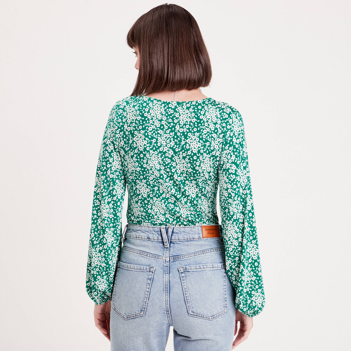 T-shirt manches longues bleu pétrole femme