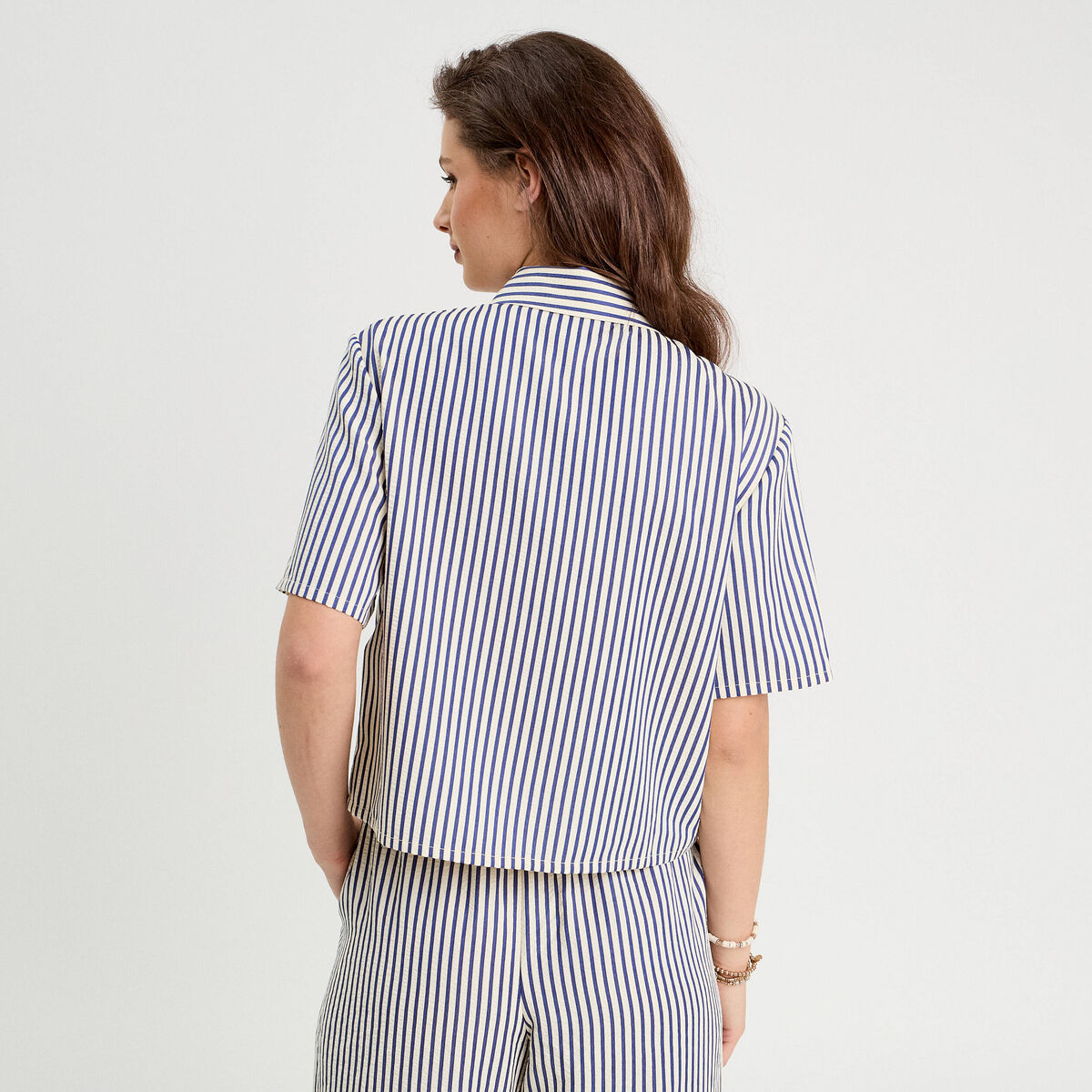 Chemise manches courtes bleu marine femme