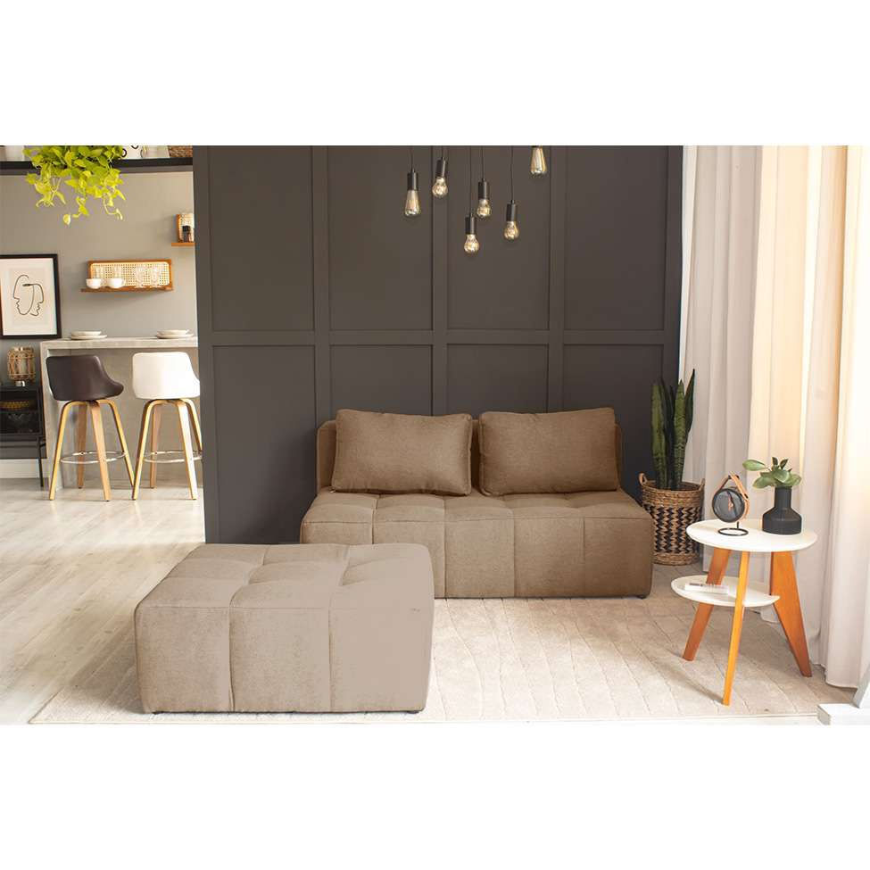 Sofá Modular 2 Lugares com Puff Soho Linho Bege em Promoção | Ofertas na Americanas